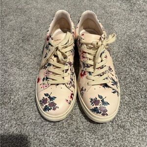 Tory Burch Cream Sneakers with Floral Design